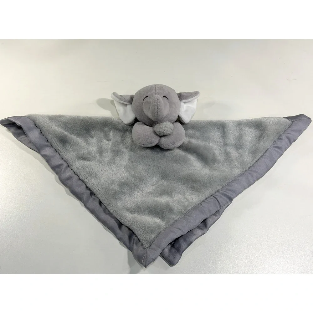 Carters Elephant Lovey Security Baby Blanket Gray White Cuddle Plush Back Up